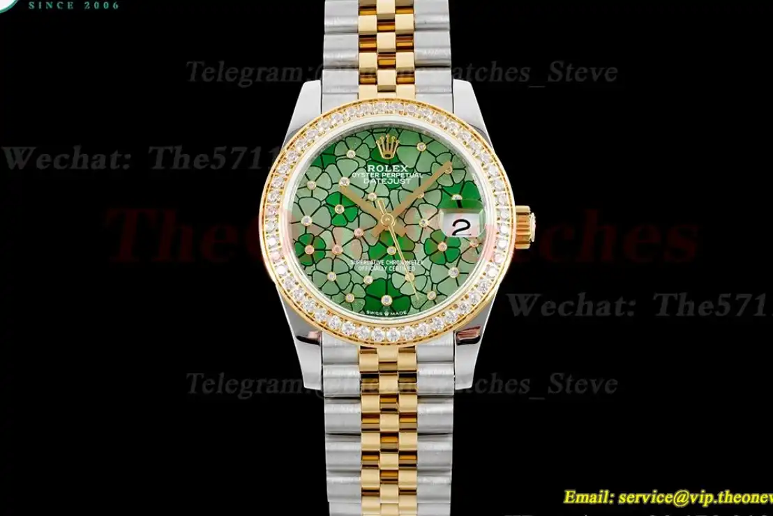 Datejust 31mm YG SS Dia Jubliee Green Flower JDF A2824