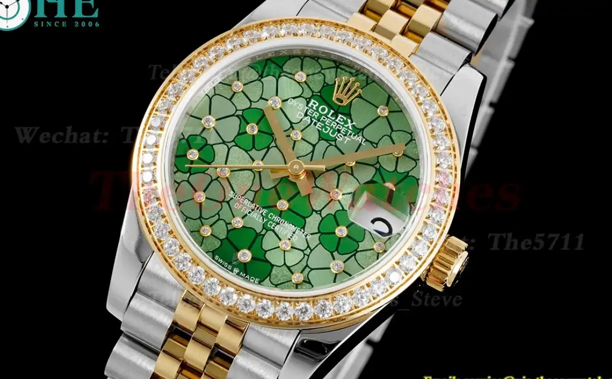 Datejust 31mm YG SS Dia Jubliee Green Flower JDF A2824