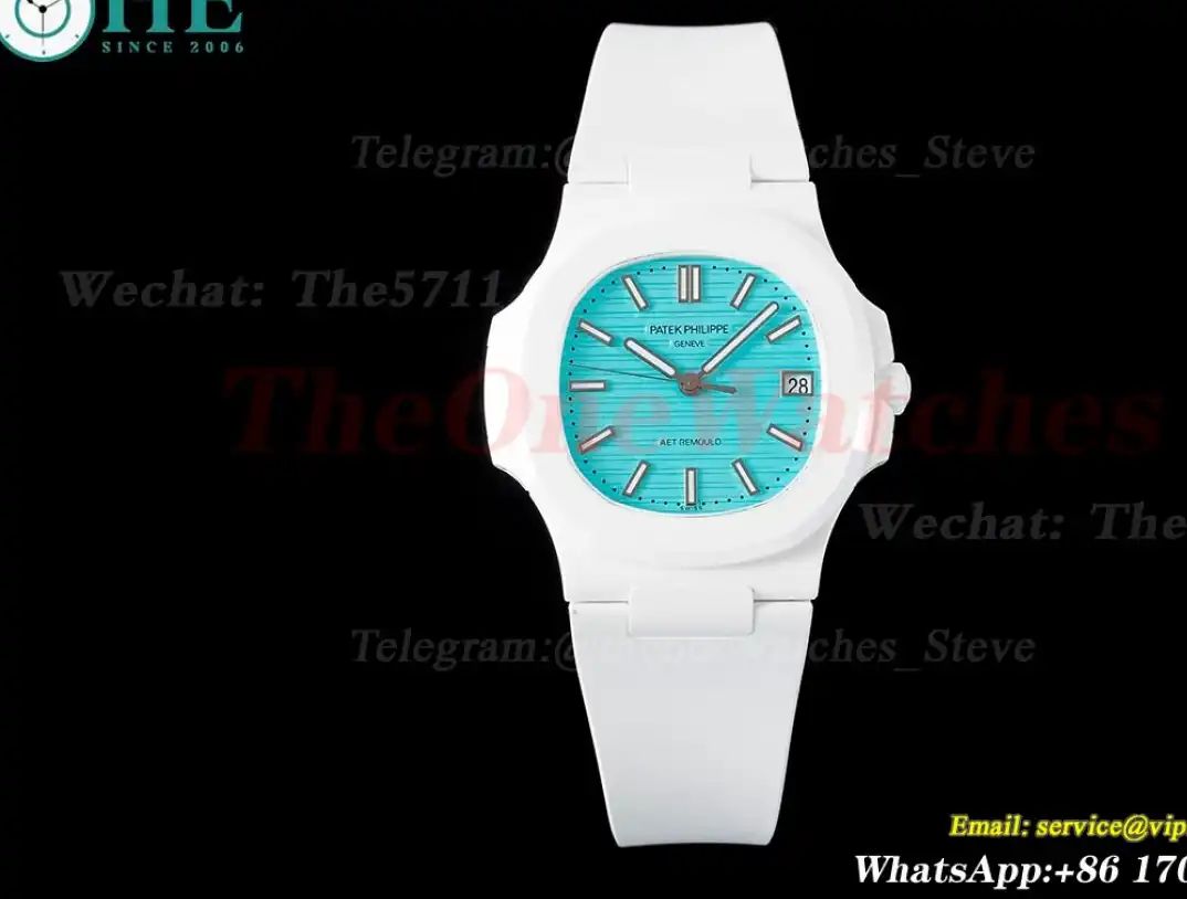 Nautilus AET 5711 40mm White Cer RU Tiffany Blue Dial AMGF MY9015