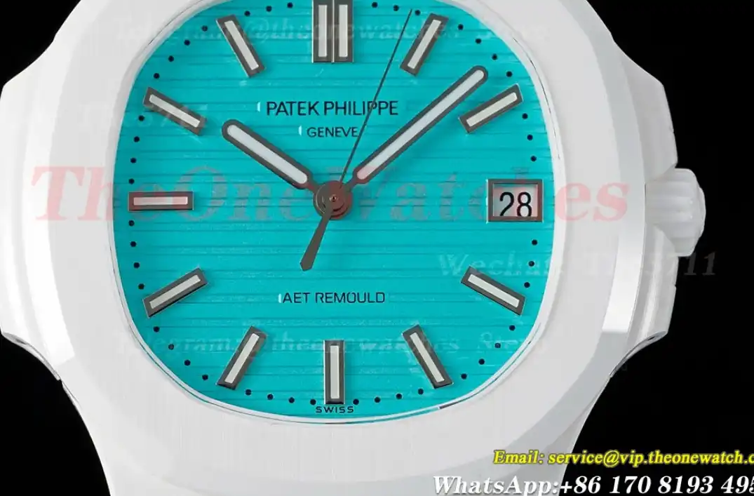 Nautilus AET 5711 40mm White Cer RU Tiffany Blue Dial AMGF MY9015