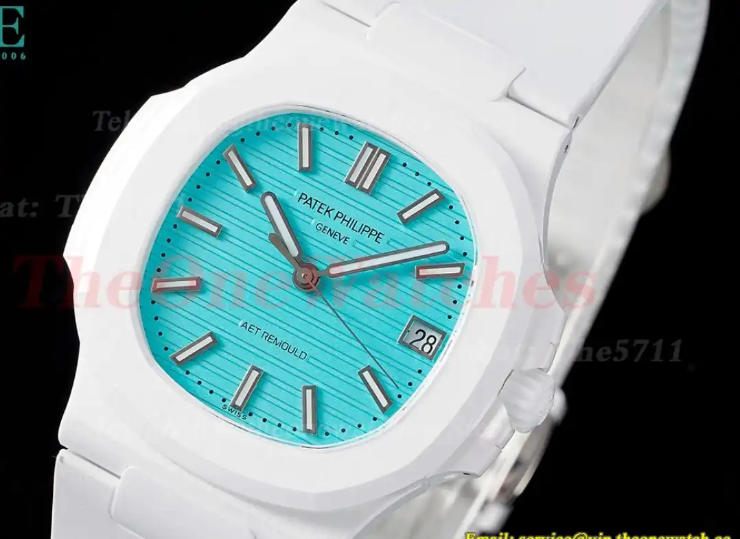 Nautilus AET 5711 40mm White Cer RU Tiffany Blue Dial AMGF MY9015