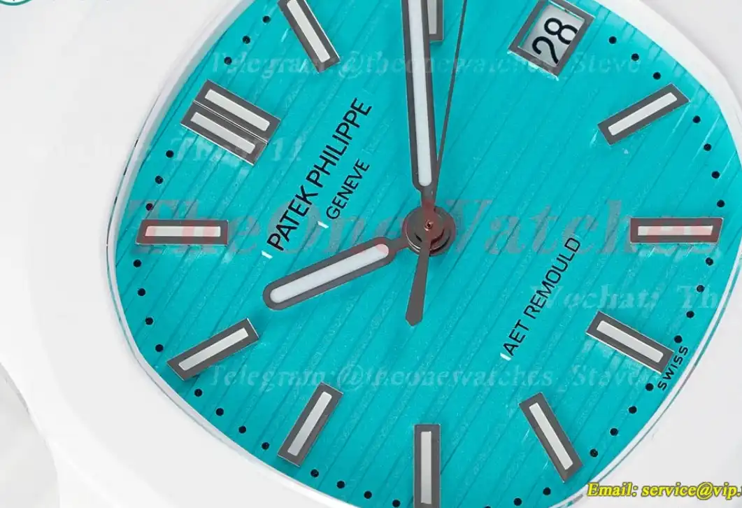 Nautilus AET 5711 40mm White Cer RU Tiffany Blue Dial AMGF MY9015