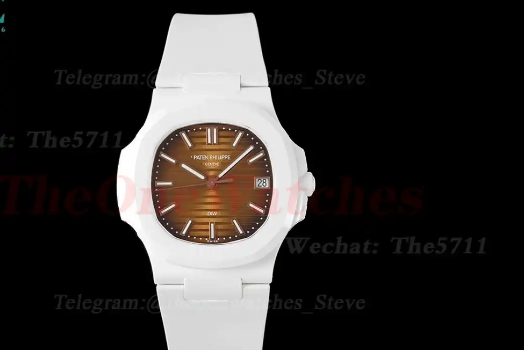 Nautilus AET 5711 40mm White Cer RU Brown Dial AMGF MY9015