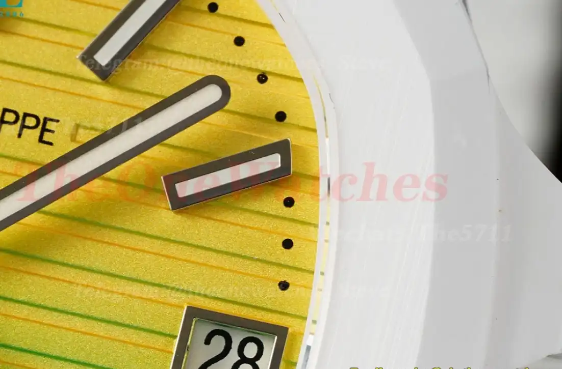 Nautilus AET 5711 40mm White Cer RU Yellow Green Dial AMGF MY9015