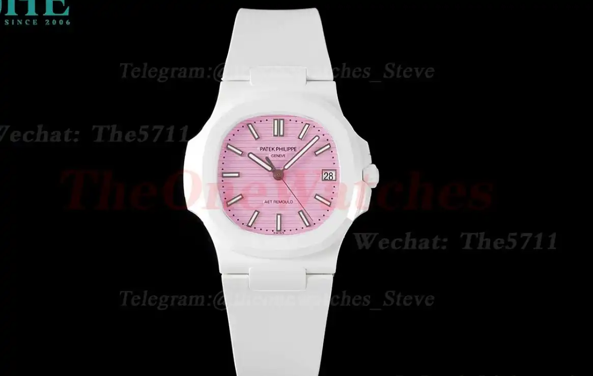 Nautilus AET 5711 40mm White Cer RU Pink Dial AMGF MY9015