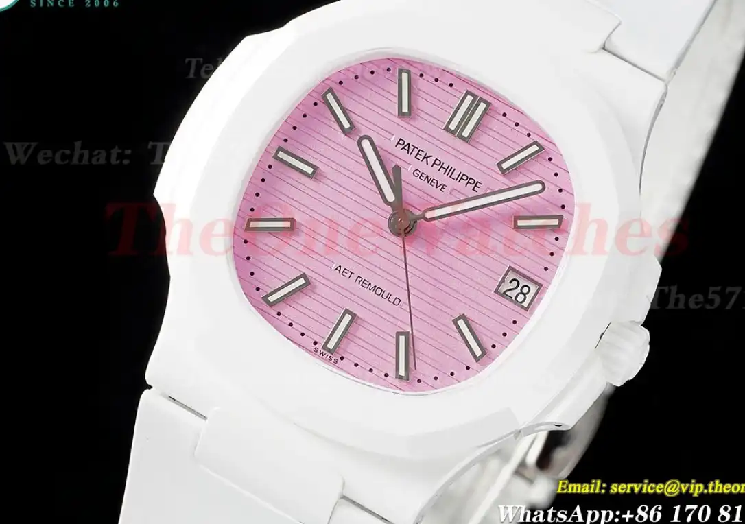 Nautilus AET 5711 40mm White Cer RU Pink Dial AMGF MY9015