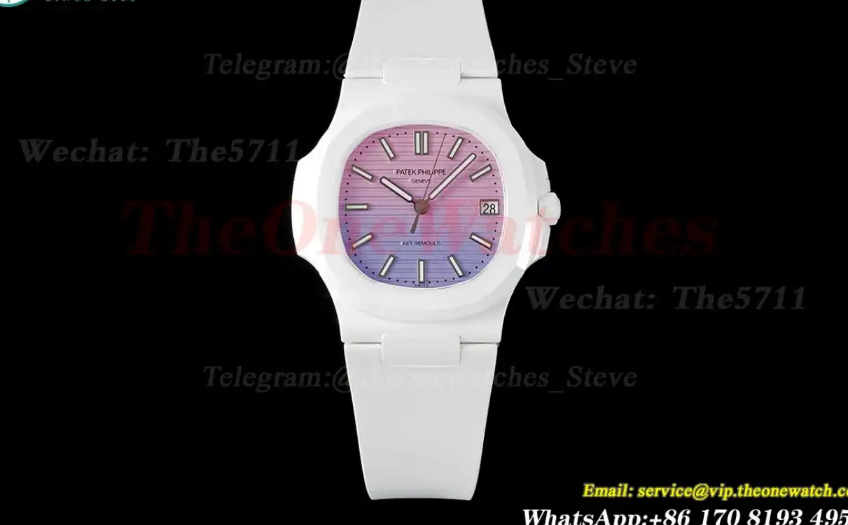 Nautilus AET 5711 40mm White Cer RU Pink Purple Dial AMGF MY9015