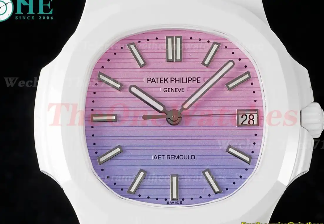 Nautilus AET 5711 40mm White Cer RU Pink Purple Dial AMGF MY9015