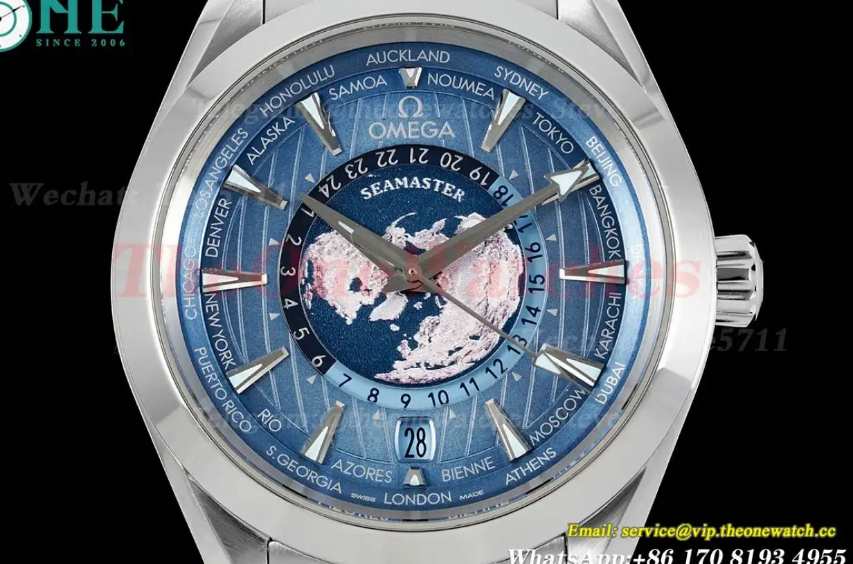 Aqua Terra 150M Worldtimer 43mm SS SS Blue Dial VSF A8938