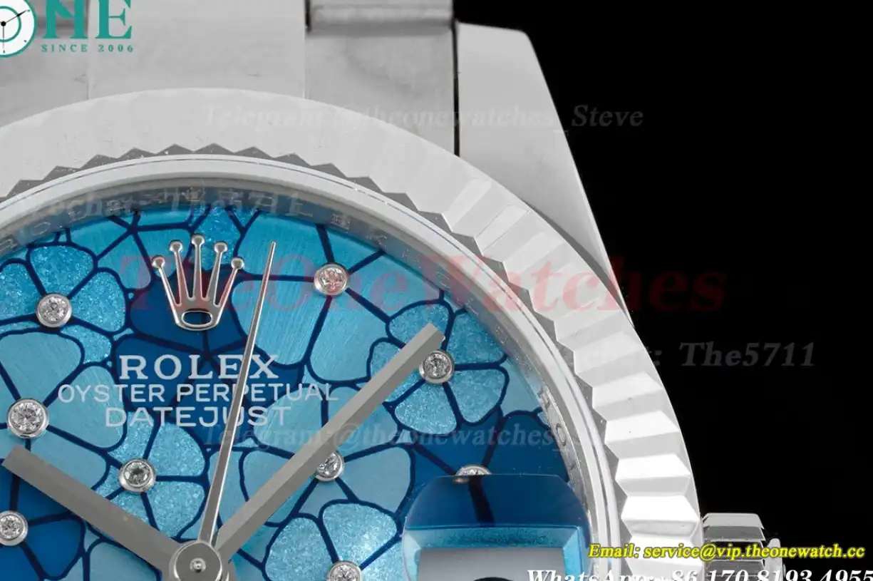 Datejust 31mm SS SS Flt Oyster Blue Flower JDF A2824