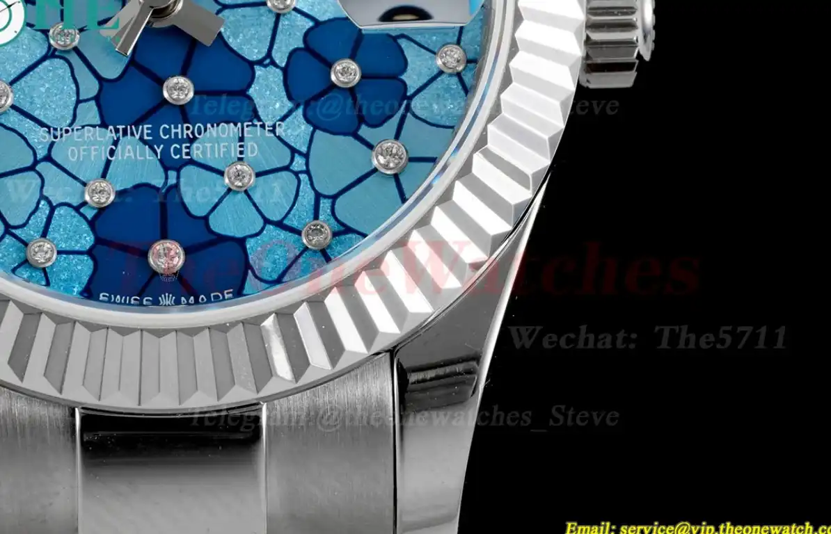 Datejust 31mm SS SS Flt Oyster Blue Flower JDF A2824