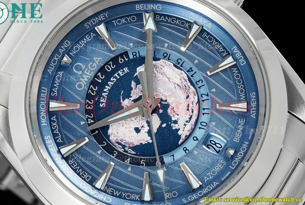 Aqua Terra 150M Worldtimer 43mm SS SS Blue Dial VSF A8938