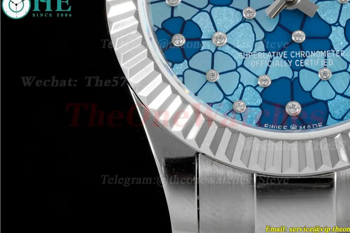 Datejust 31mm SS SS Flt Oyster Blue Flower JDF A2824