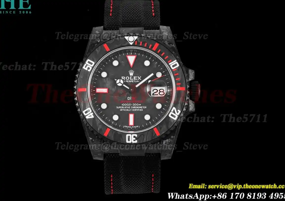 Submariner DIW 40MM Carbon NY Black Red VSF VS3135