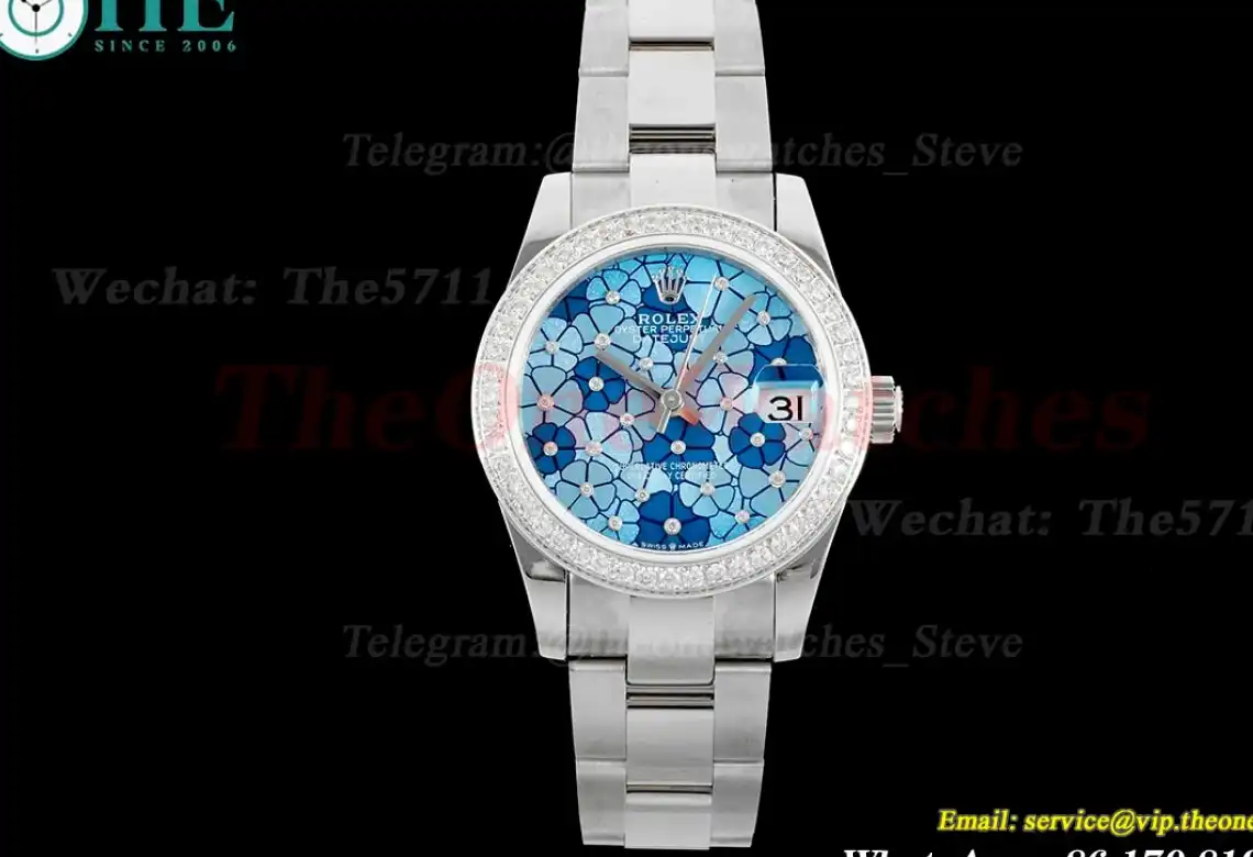 Datejust 31mm SS SS Dia Oyster Blue Flower JDF A2824