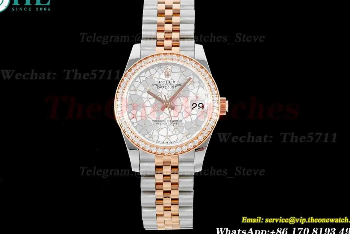 Datejust 31mm SS RG Dia Jubilee White Flower JDF A2824