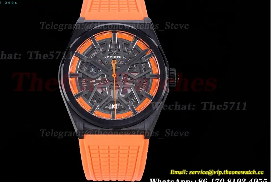 Defy Classic Orange Skeleton Dial PVD RU LF V2 A2892