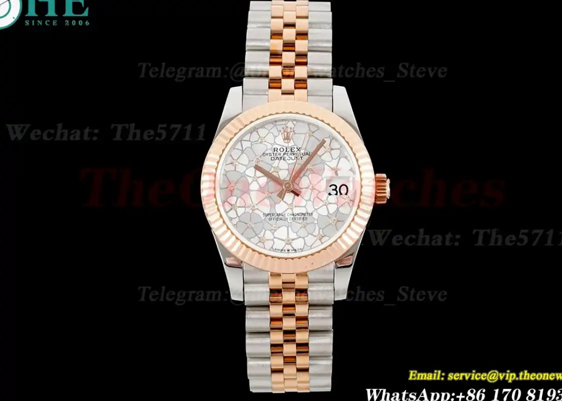 Datejust 31mm SS RG Flt Jubilee White Flower JDF A2824