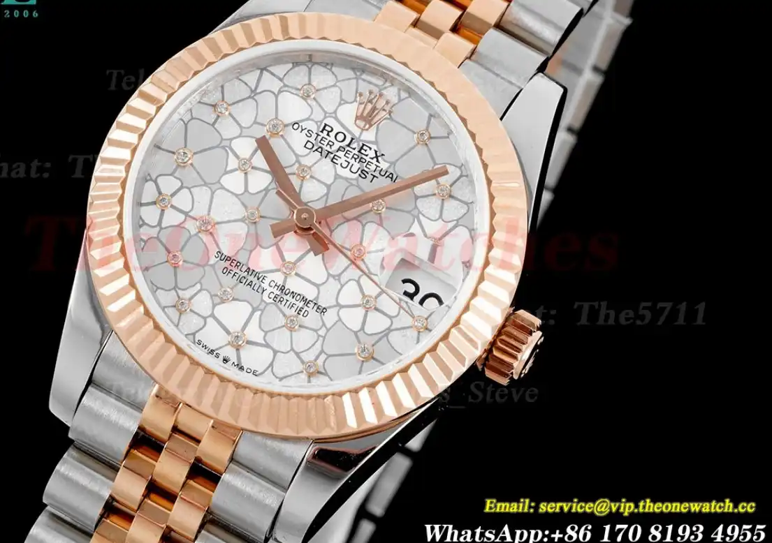 Datejust 31mm SS RG Flt Jubilee White Flower JDF A2824