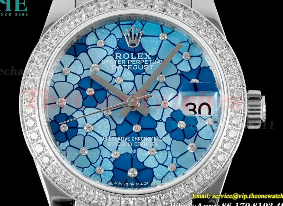 Datejust 31mm SS SS Dia President Blue Flower JDF A2824