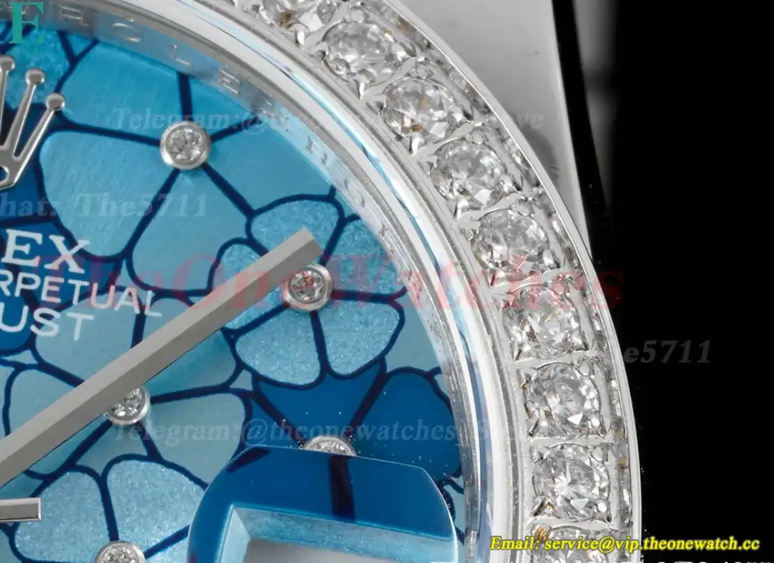 Datejust 31mm SS SS Dia President Blue Flower JDF A2824