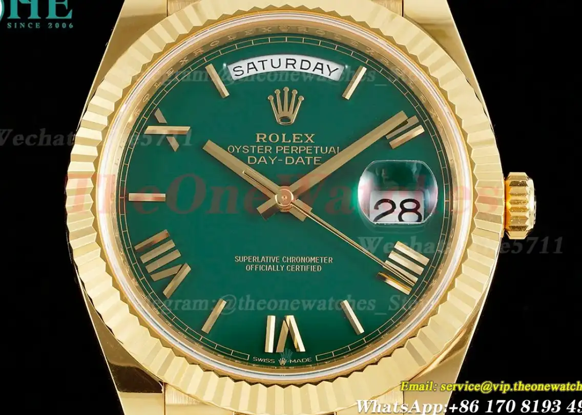 DayDate 228238 40mm Pres YG YG Green Rmn ARF VR3255