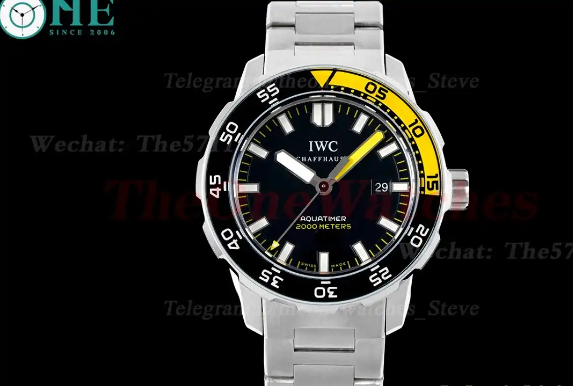 Aquatimer 44mm Blk Yel bezel Black Stk SS SS RSF A2892