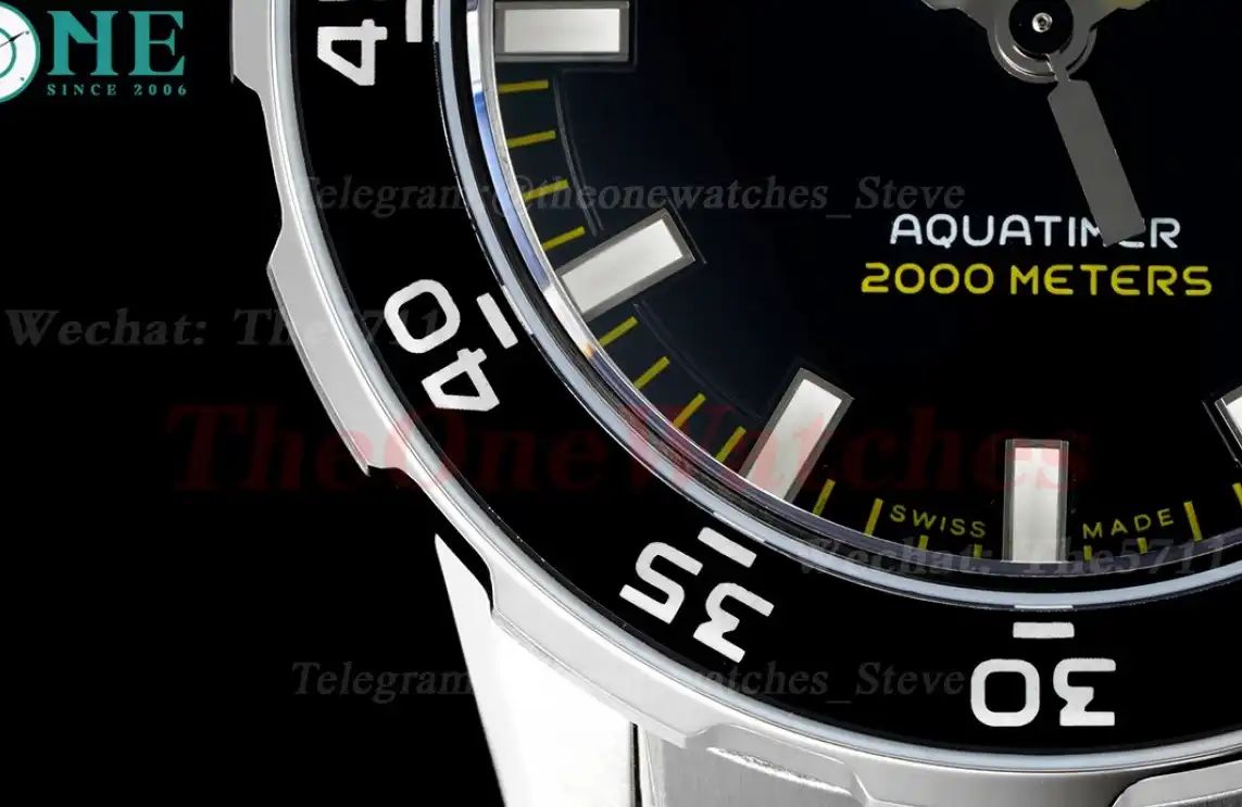 Aquatimer 44mm Blk Yel bezel Black Stk SS SS RSF A2892