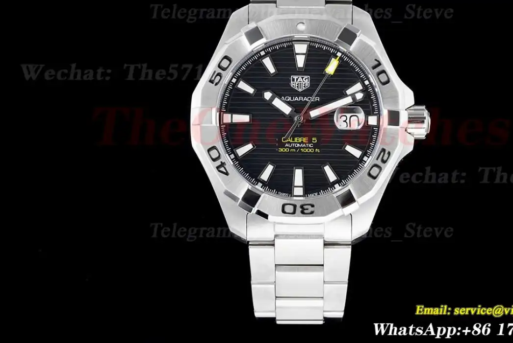 Aquaracer Caliber 5 43mm SS SS Black Textured TARF SW200