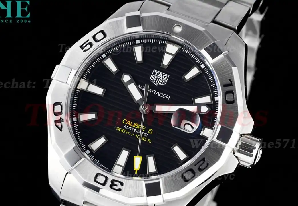 Aquaracer Caliber 5 43mm SS SS Black Textured TARF SW200