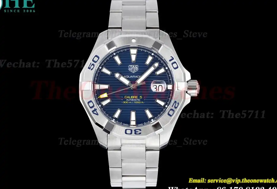 Aquaracer Caliber 5 43mm SS SS Blue Textured TARF SW200