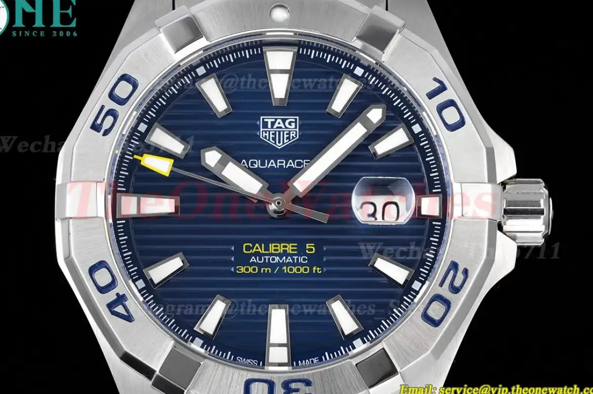 Aquaracer Caliber 5 43mm SS SS Blue Textured TARF SW200