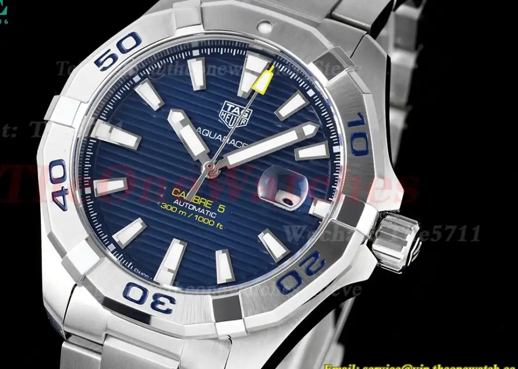 Aquaracer Caliber 5 43mm SS SS Blue Textured TARF SW200