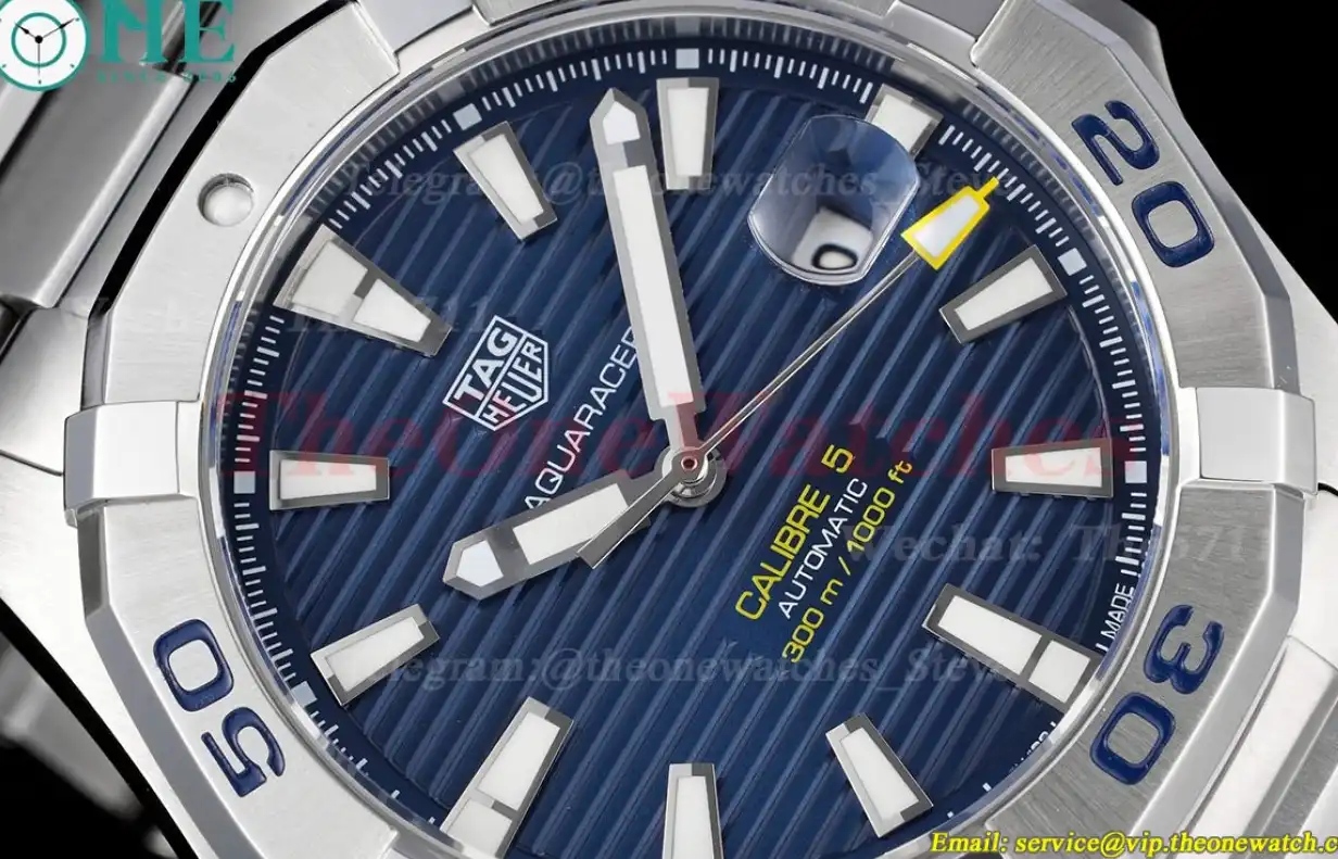 Aquaracer Caliber 5 43mm SS SS Blue Textured TARF SW200