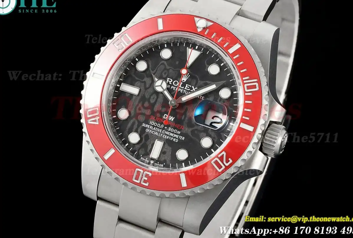 Submariner DIW 40mm Red SS SS Carbon Dial VSF VS3135