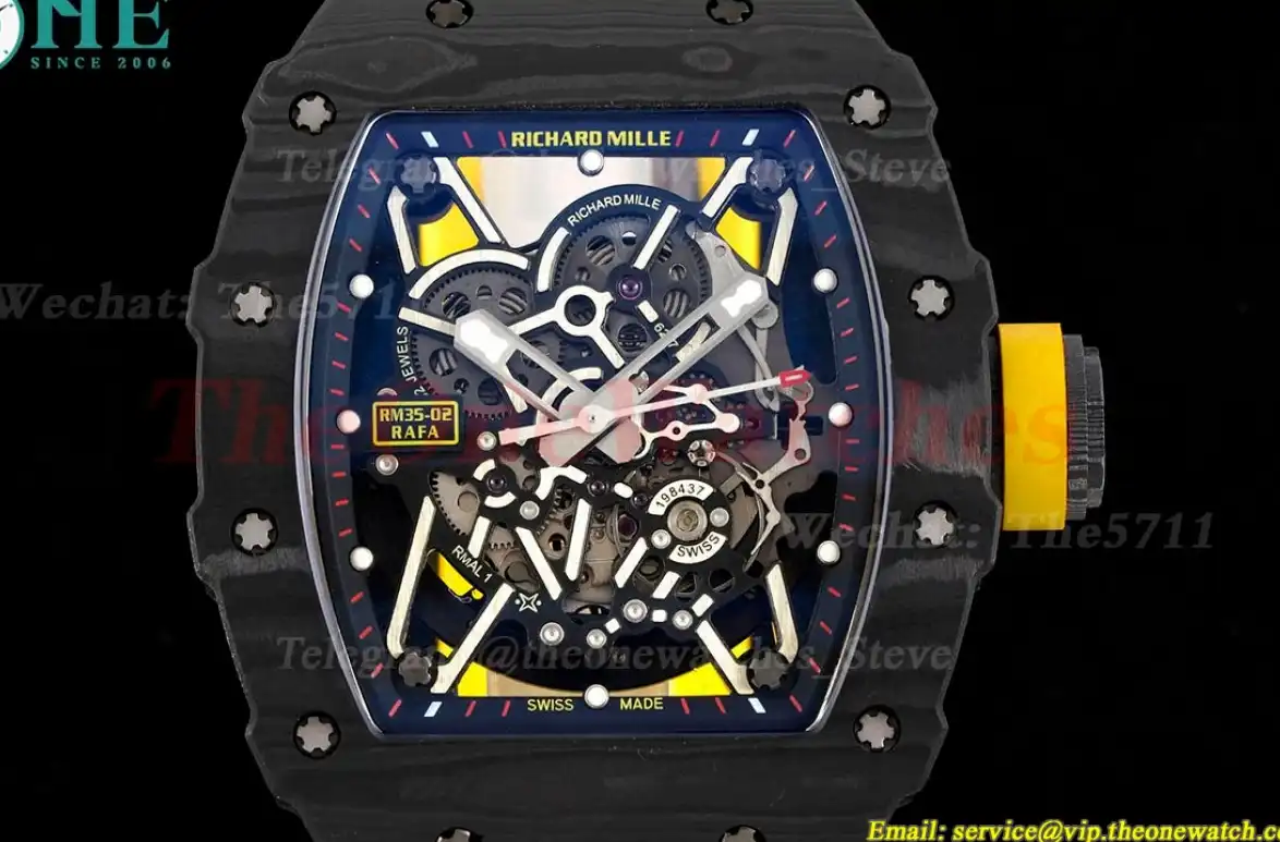 RM035-02 Carbon RU Skeleton Dial on Yellow Strap ZF NH05