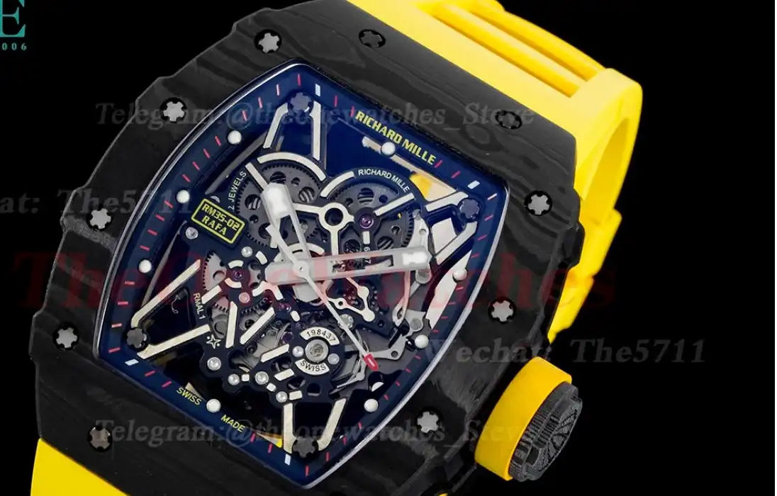 RM035-02 Carbon RU Skeleton Dial on Yellow Strap ZF NH05