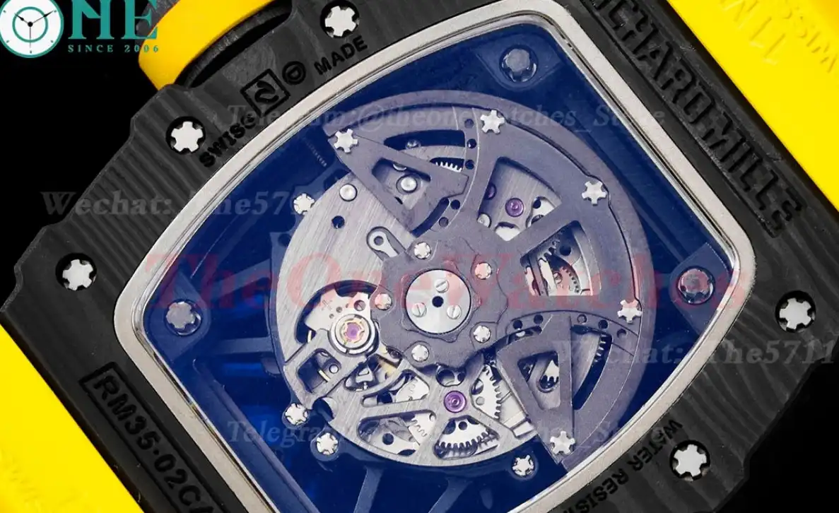 RM035-02 Carbon RU Skeleton Dial on Yellow Strap ZF NH05