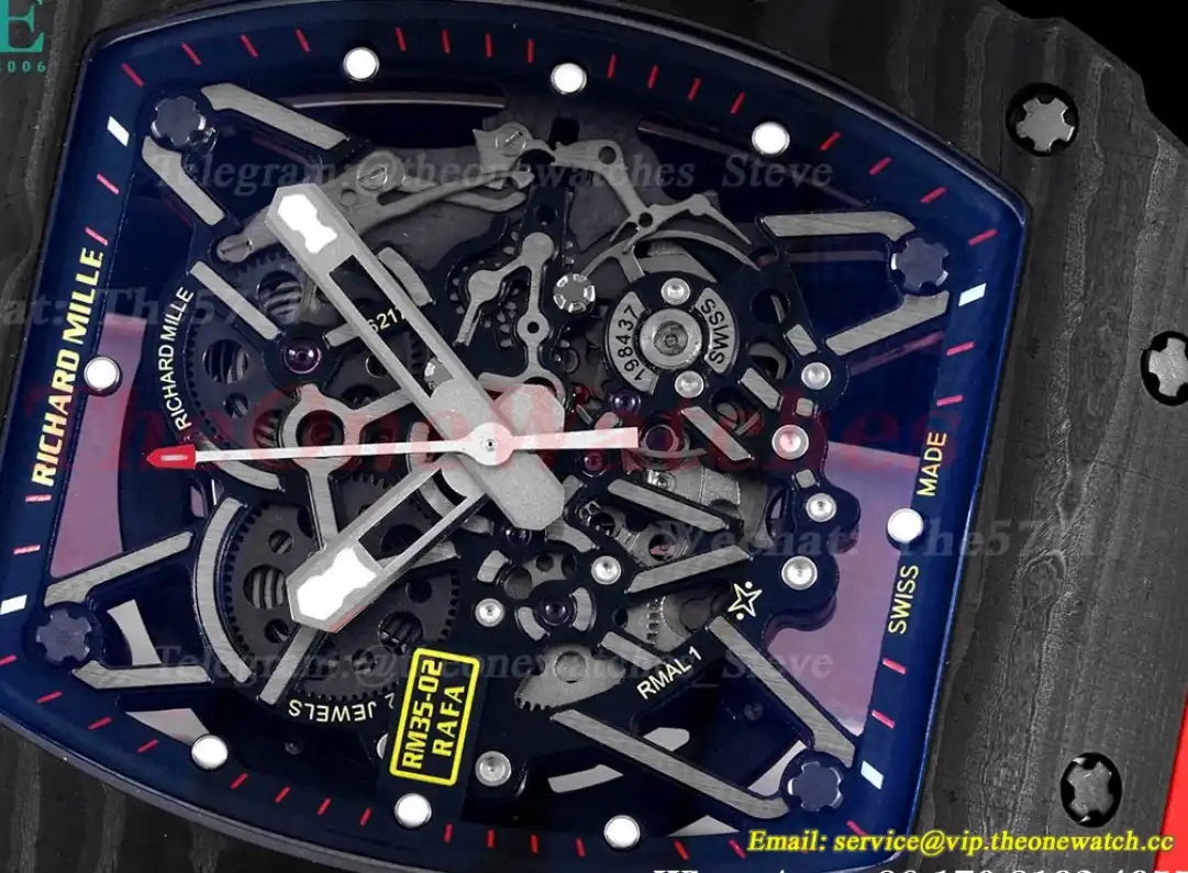 RM035-02 Carbon RU Skeleton Dial on Red Strap ZF NH05