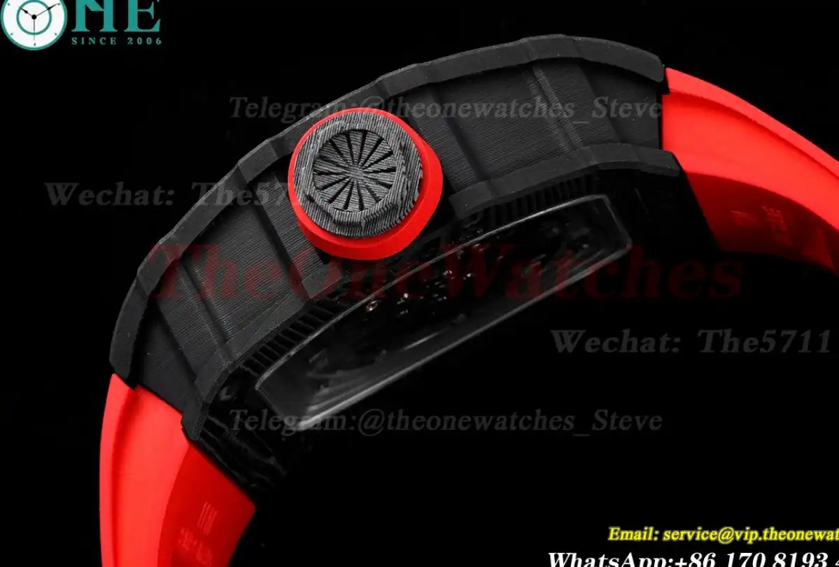 RM035-02 Carbon RU Skeleton Dial on Red Strap ZF NH05