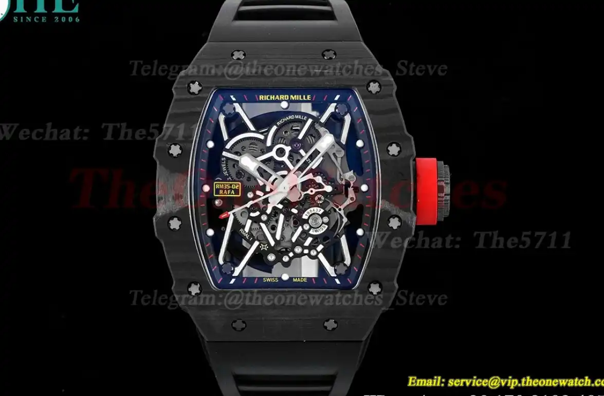 RM035-02 Carbon RU Skeleton Dial on Black Strap ZF NH05