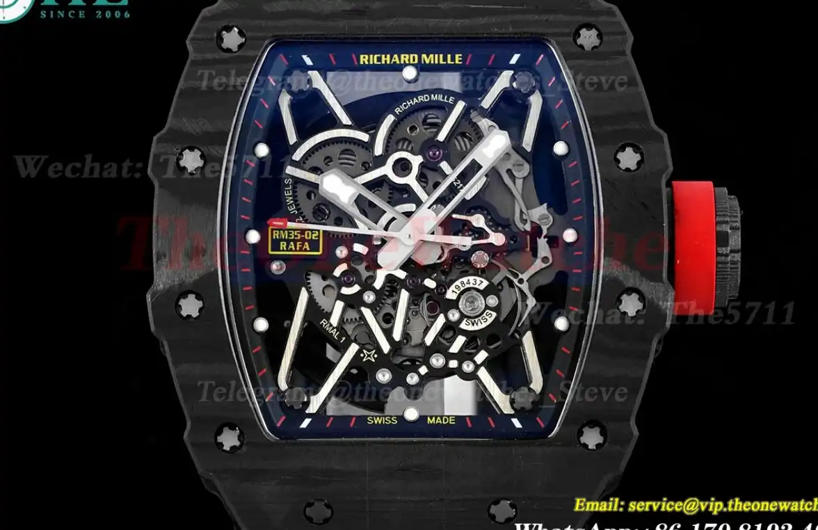 RM035-02 Carbon RU Skeleton Dial on Black Strap ZF NH05