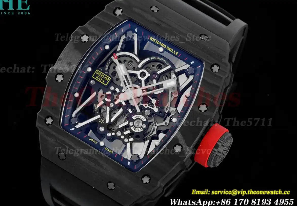 RM035-02 Carbon RU Skeleton Dial on Black Strap ZF NH05