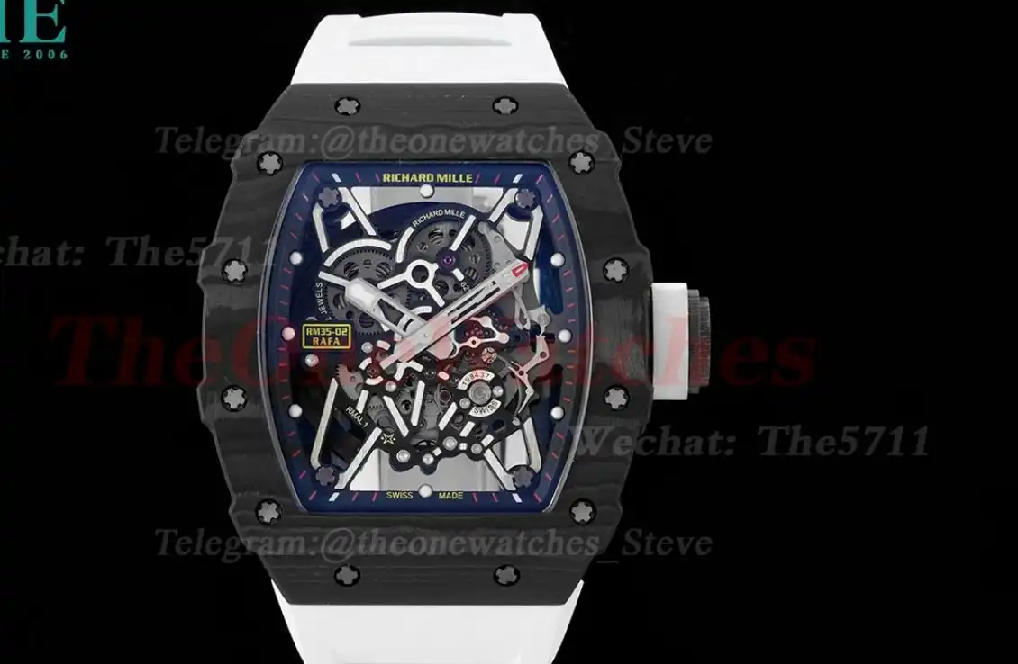 RM035-02 Carbon RU Skeleton Dial on White Strap ZF NH05