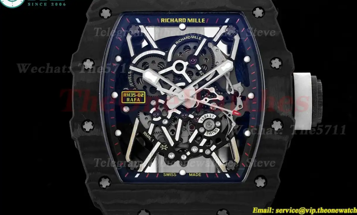 RM035-02 Carbon RU Skeleton Dial on White Strap ZF NH05