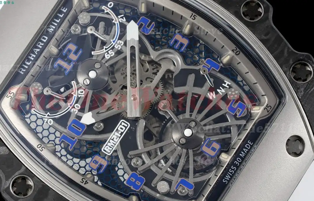 RM21-01 Tourbillon Transparent Skeleton Dial With White Rubber strap RMF