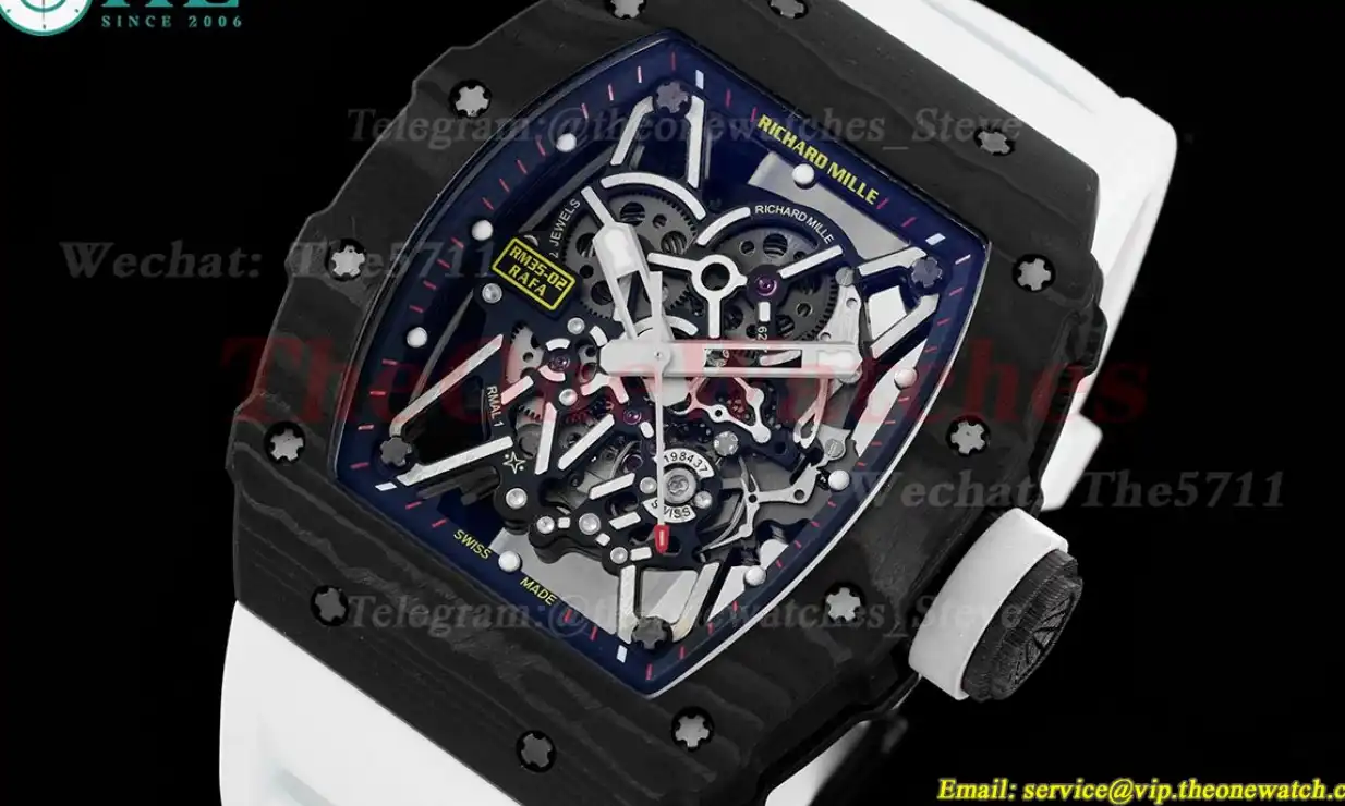 RM035-02 Carbon RU Skeleton Dial on White Strap ZF NH05