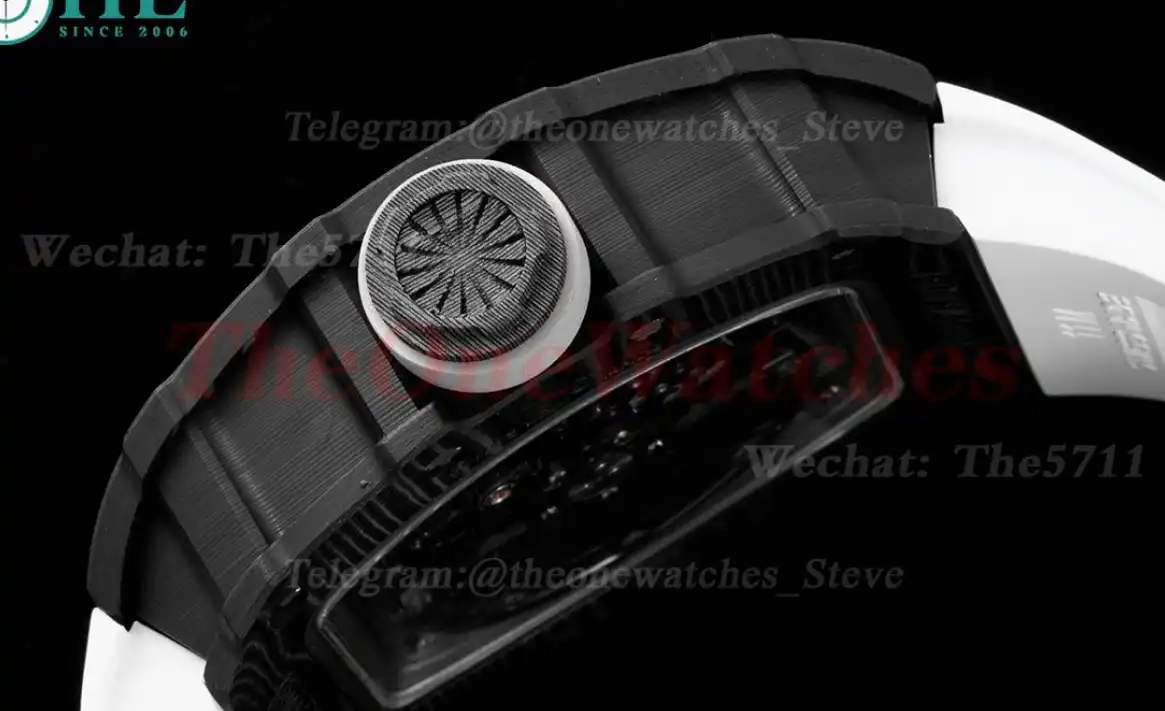 RM035-02 Carbon RU Skeleton Dial on White Strap ZF NH05