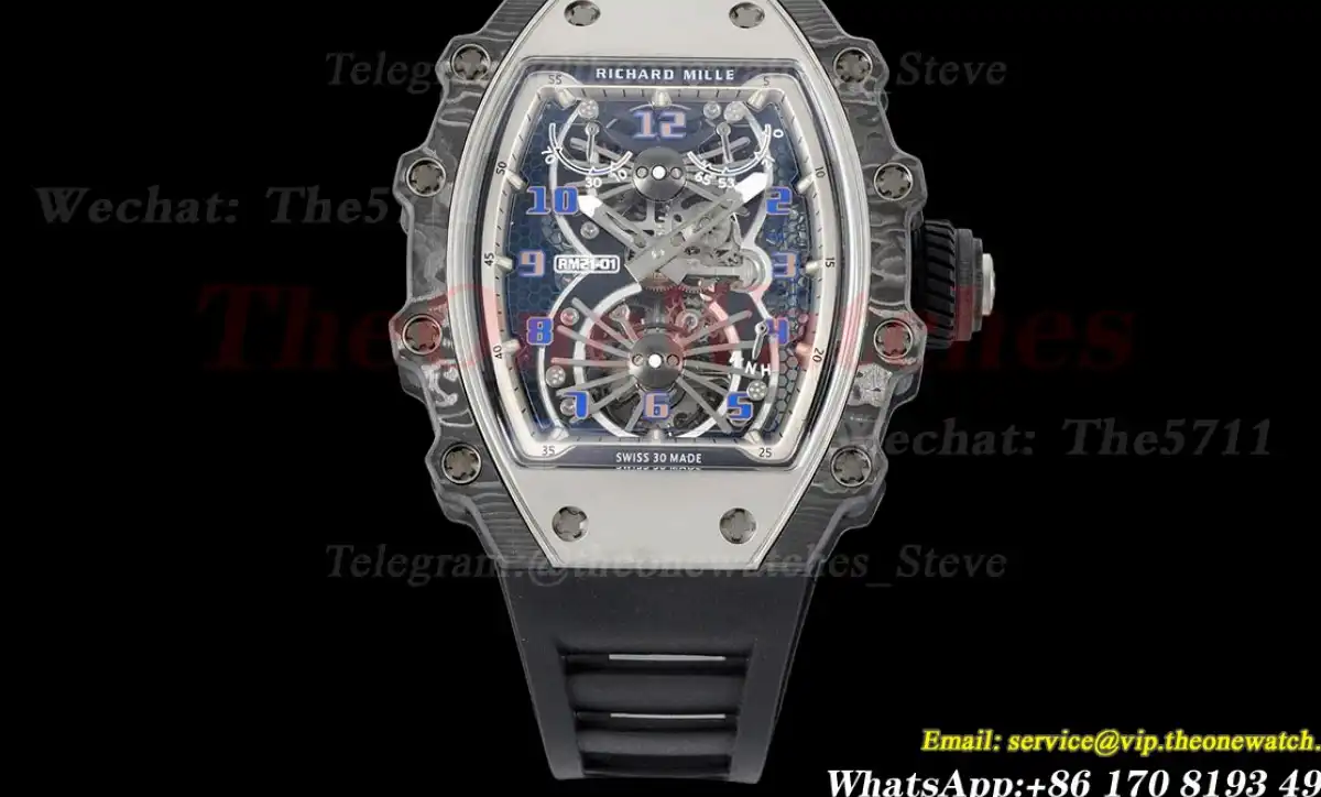 RM21-01 Tourbillon Transparent Skeleton Dial With Black Rubber strap RMF