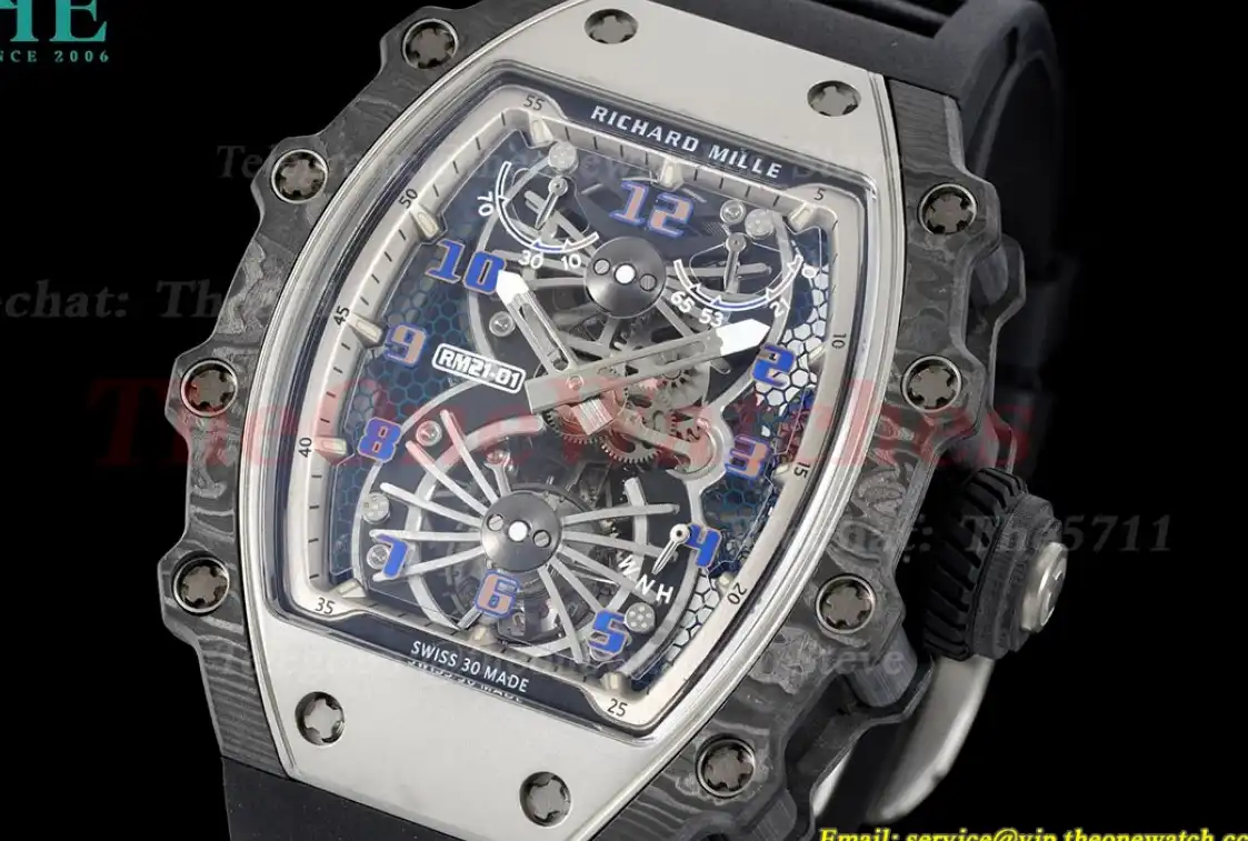 RM21-01 Tourbillon Transparent Skeleton Dial With Black Rubber strap RMF